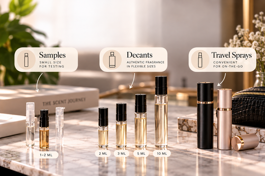 Perfume Samples vs Decants vs Travel Sprays: The Complete Guide
